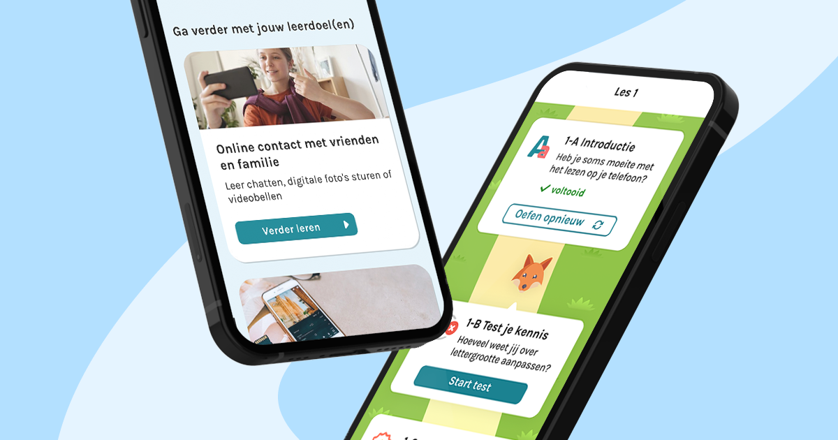 Twee telefoons met de DigiHandig-app geïnstalleerd.