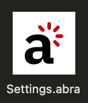 Settings.abra file displayed in Finder