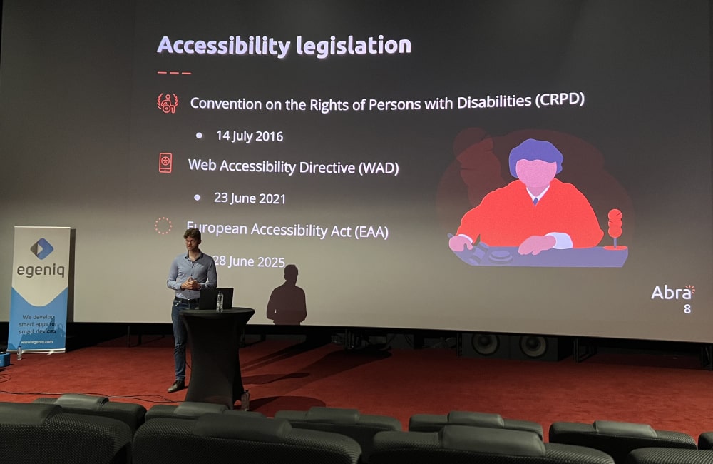 Jan Jaap is giving a presentation about mobile accessibility at the AppDevCon conference